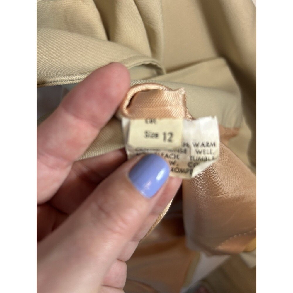 Vintage Beige Button Front Car Coat Women’s Classic Tailored Jacket With Pockets - Picture 8 of 16